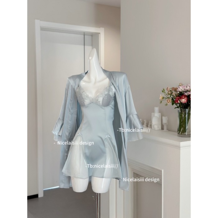 Váy Ngủ Lụa 2 Dây Phối Ren Cánh Tiên Có Mút Đệm Sooya, Phong Cách Sexy, Chất Liệu Mềm Mại, Tôn Dáng