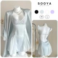 Váy Ngủ Lụa 2 Dây Phối Ren Cánh Tiên Có Mút Đệm Sooya, Phong Cách Sexy, Chất Liệu Mềm Mại, Tôn Dáng