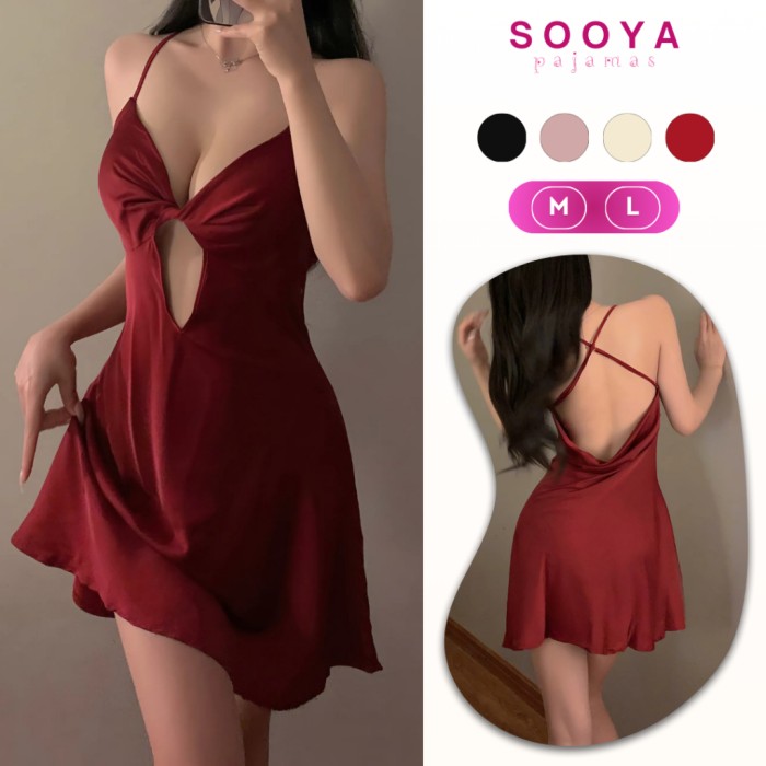 Váy Ngủ Lụa Trơn 2 Dây Mút Ngực Cao Cấp Sooya – Mềm Mại, Quyến Rũ