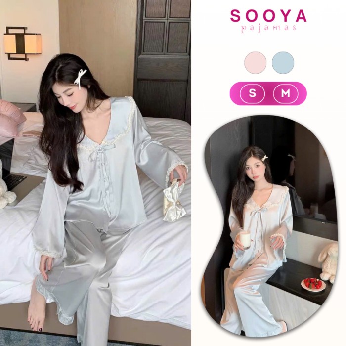 Bộ Đồ Ngủ Nữ Cao Cấp Siêu Mềm Mại Tay Loe Phối Ren Sooya - Sang Trọng, Thoải Mái