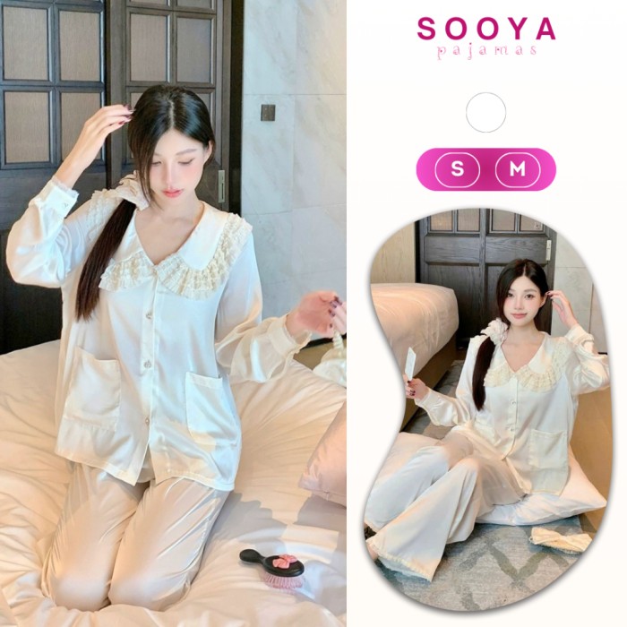 Bộ Lụa Kem Cổ Sen Tiểu Thư Dài Tay Cao Cấp Sooya - Sang Trọng, Mềm Mại