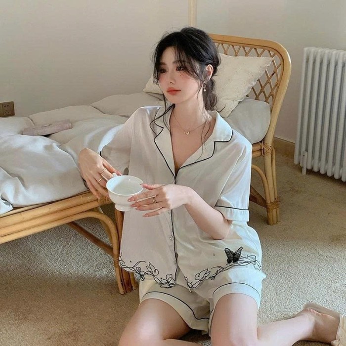 Bộ Pyjama Dài Tay Lụa Satin, Cao Cấp, Kiểu Pháp, Sang Trọng