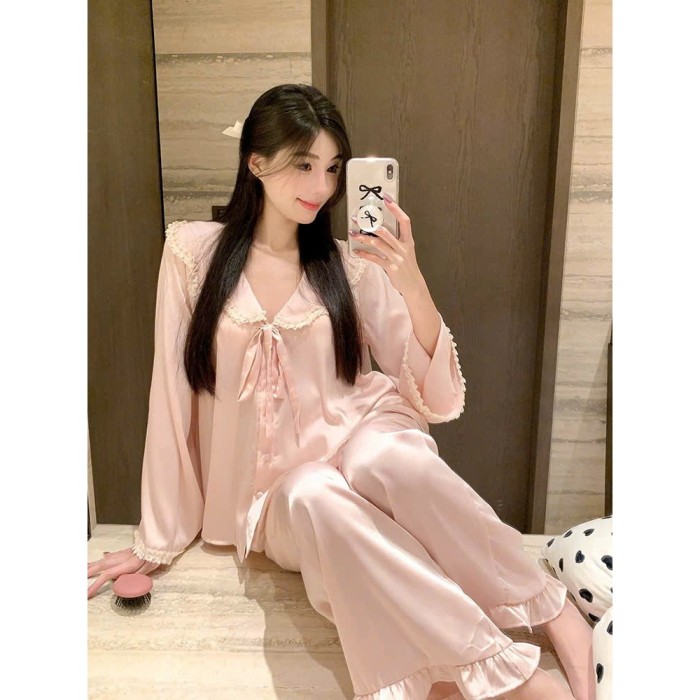 Bộ Đồ Ngủ Nữ Cao Cấp Siêu Mềm Mại Tay Loe Phối Ren Sooya - Sang Trọng, Thoải Mái