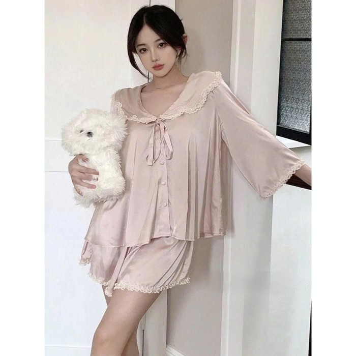 Bộ Đồ Ngủ Nữ Cao Cấp Siêu Mềm Mại Tay Loe Phối Ren Sooya - Sang Trọng, Thoải Mái