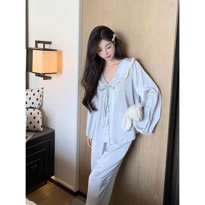 Bộ Đồ Ngủ Nữ Cao Cấp Siêu Mềm Mại Tay Loe Phối Ren Sooya - Sang Trọng, Thoải Mái