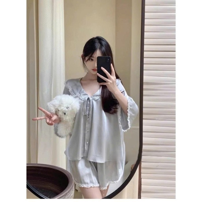 Bộ Đồ Ngủ Nữ Cao Cấp Siêu Mềm Mại Tay Loe Phối Ren Sooya - Sang Trọng, Thoải Mái