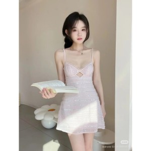 Váy Ngủ Sooya 2 Dây Đính Kim Tuyến Lấp Lánh, Sang Chảnh, Mềm Mại, Không Ngứa