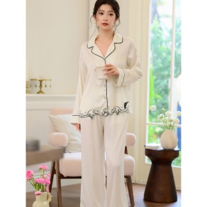 Bộ Pyjama Dài Tay Lụa Satin, Cao Cấp, Kiểu Pháp, Sang Trọng