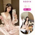 Bộ Pyjama Lụa Cổ Tròn Hoạ Tiết Nơ Tiểu Thư Sang Chảnh Sooya - Mềm Mại, Cao Cấp