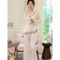 Bộ Pyjama Dài Tay Lụa Satin, Cao Cấp, Kiểu Pháp, Sang Trọng