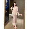 Bộ Pyjama Lụa Xước Phối Viền Ren Tay 2 Lớp Mặc Nhà Cao Cấp Sooya - Sang Trọng, Mềm Mại