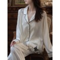 Bộ Pyjama Dài Tay Lụa Satin, Cao Cấp, Kiểu Pháp, Sang Trọng