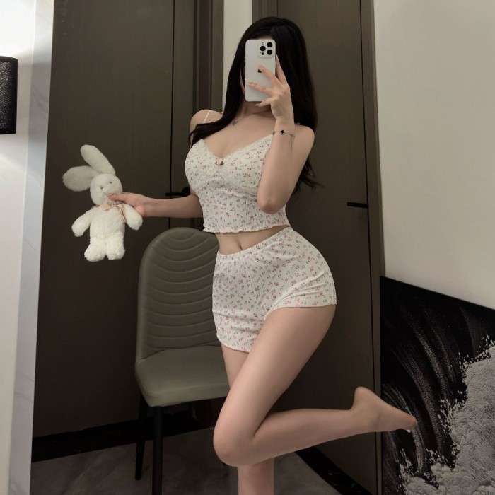 Bộ Ngủ 2 Dây Hoa Nhí Sooya Mặc Nhà Siêu Xinh Quyến Rũ Cực Tôn Dáng