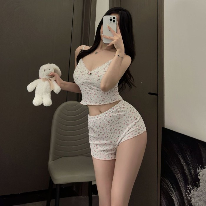 Bộ Ngủ 2 Dây Hoa Nhí Sooya Mặc Nhà Siêu Xinh Quyến Rũ Cực Tôn Dáng