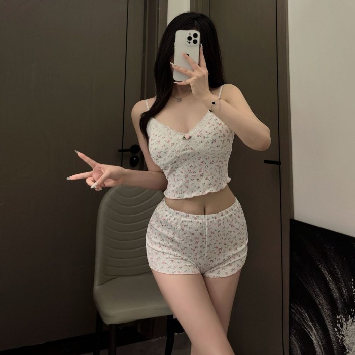 Bộ Ngủ 2 Dây Hoa Nhí Sooya Mặc Nhà Siêu Xinh Quyến Rũ Cực Tôn Dáng