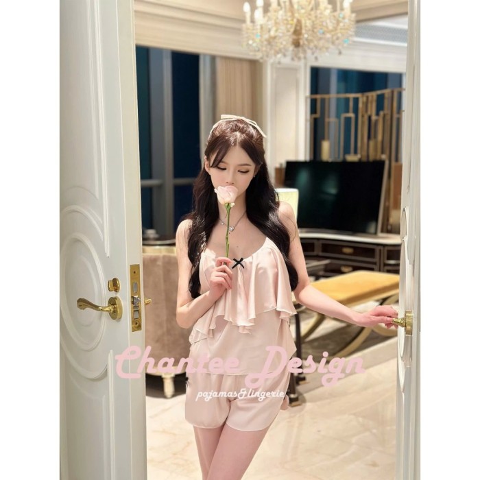 Bộ Ngủ Lụa 2 Dây Sooya Dáng Tầng Phối Nơ Ngọt Ngào Nhẹ Nhàng Chất Lụa Mịn Mềm Mại Thoáng Mát