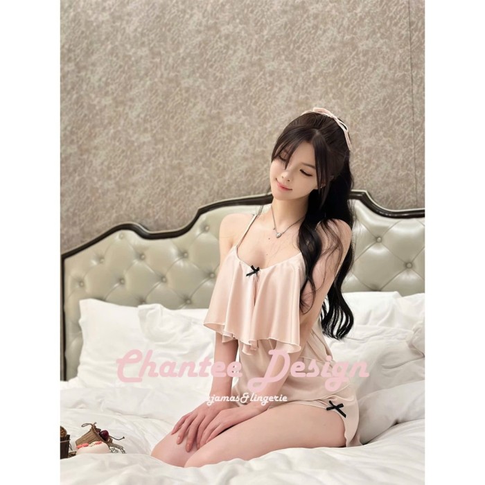 Bộ Ngủ Lụa 2 Dây Sooya Dáng Tầng Phối Nơ Ngọt Ngào Nhẹ Nhàng Chất Lụa Mịn Mềm Mại Thoáng Mát