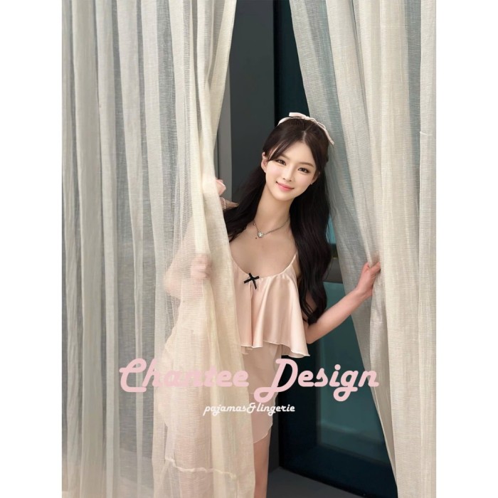 Bộ Ngủ Lụa 2 Dây Sooya Dáng Tầng Phối Nơ Ngọt Ngào Nhẹ Nhàng Chất Lụa Mịn Mềm Mại Thoáng Mát