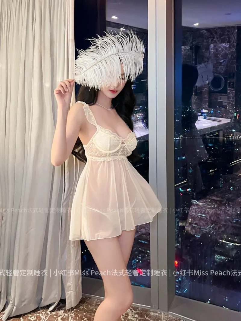 Váy ngủ voan cúp ngực ren babydoll – ảnh 5