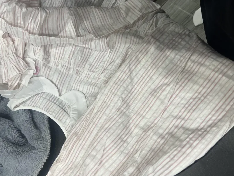 Bộ pijama xô kẻ sọc cổ sen dáng babydoll – ảnh 2