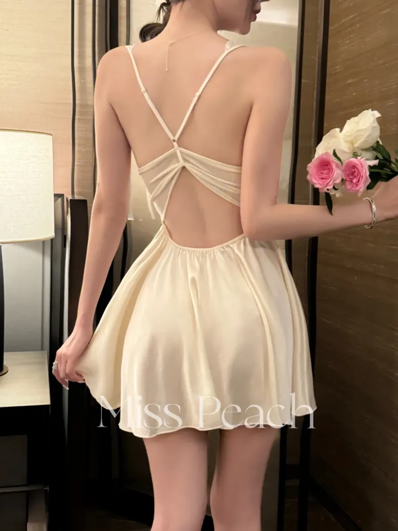 Váy ngủ lụa corset phối ren hở lưng đan chéo – ảnh 15