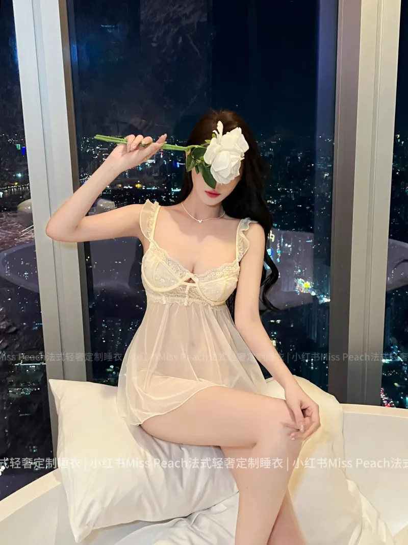 Váy ngủ voan cúp ngực ren babydoll – ảnh 2