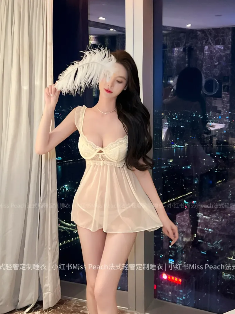 Váy ngủ voan cúp ngực ren babydoll – ảnh 12