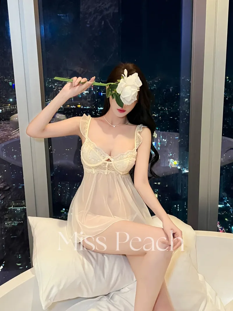 Váy ngủ voan cúp ngực ren babydoll – ảnh 15